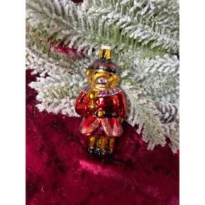 Vintage Christmas - Handblown Glass Ornament - Miniature Nutcracker Bear